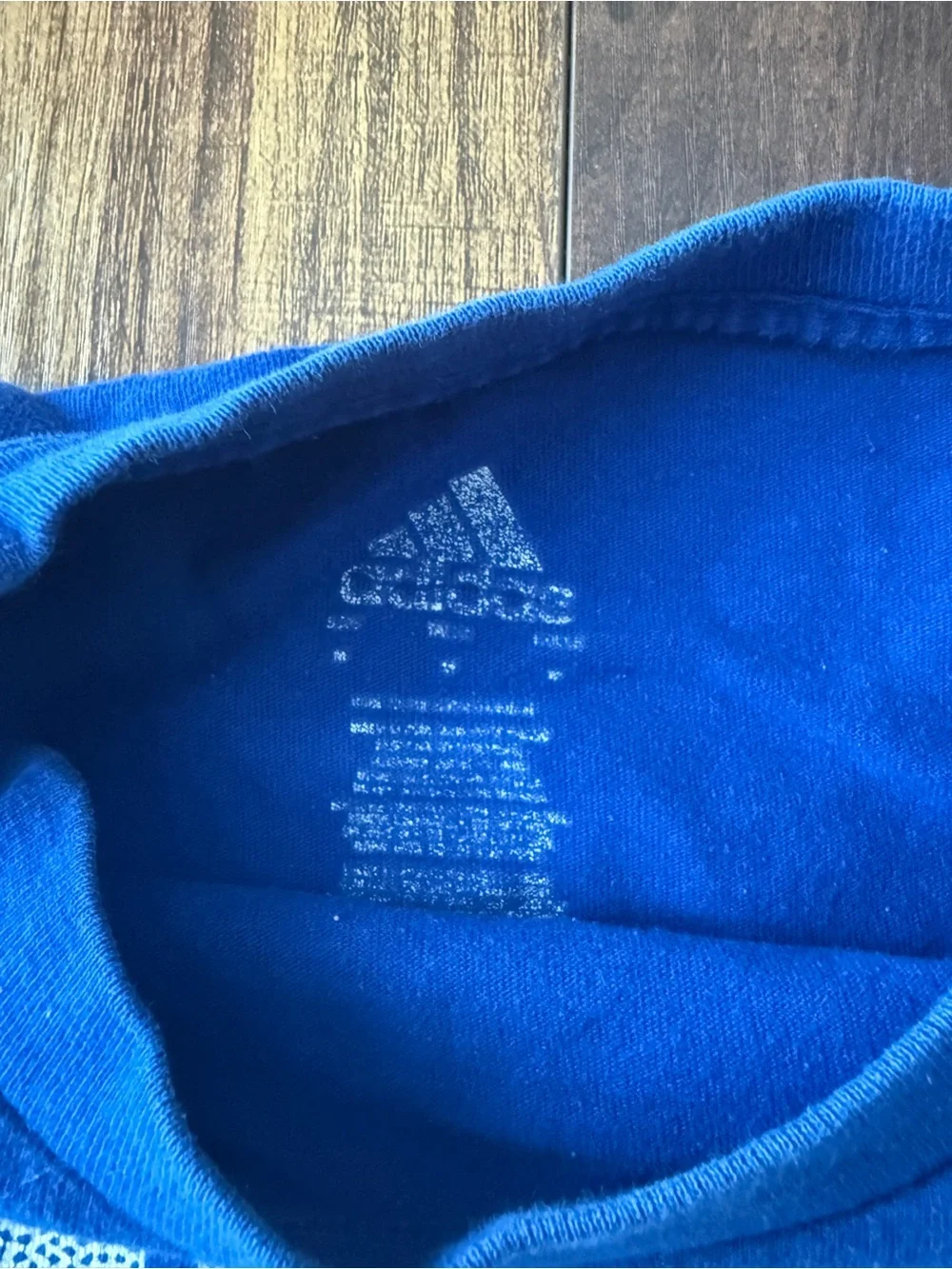 adidas Royal Blue Long-Sleeve Graphic Tee with Red Accents